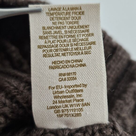 Free People Sweater Vest Tunic Mini Dress Size M Brown Cable Knit Wool Alpaca - Picture 5 of 6